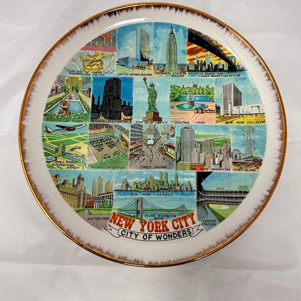 Vintage New York City City of Wonders Collector Plate Souvenir Made in Japan‎